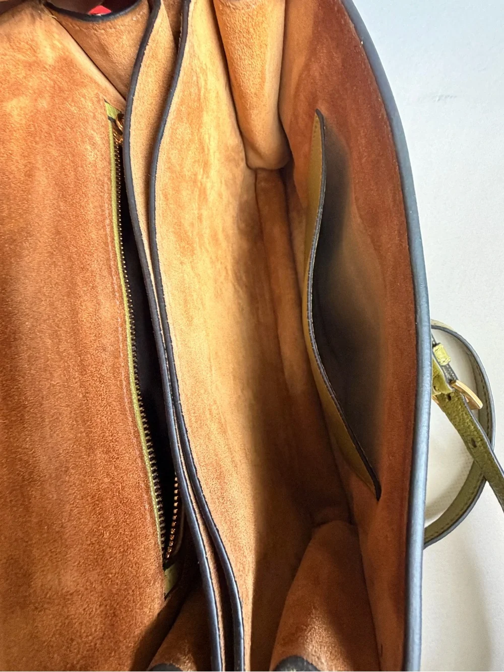 Miu Miu Green/Cognac Madras Leather Pushlock Flap Top Handle Bag